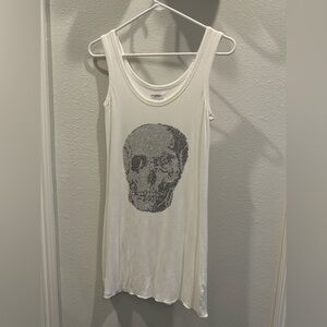 White Skull Graphic Tank Top